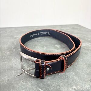 Asole & Bottoni black orange stitch genuine leather mens belt size 40